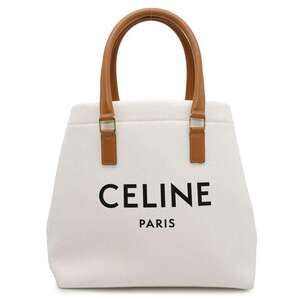 CELINE White and Brown Tote Bag
